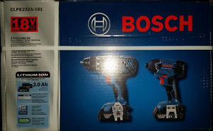 New Bosch CLPK232A 18-Volt 4.0Ah 2-Tool Impact Driver and Drill Combo Kit Set