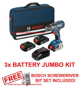 Bosch 18V Professional Combi Drill Kit & 3x Li-ion Batteries