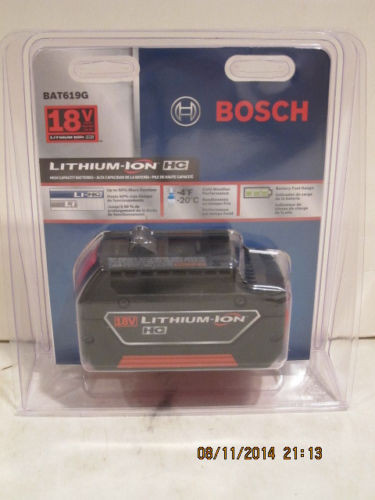 Bosch 18 Volt Lithium-Ion Cordless Tool Fat Pack Batt BAT619G w/Fuel Gauge-NISP!