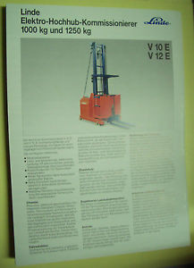 Sales Brochure Original Prospekt Linde Elektro-Hochhub-Kommissionierer V10, V12E