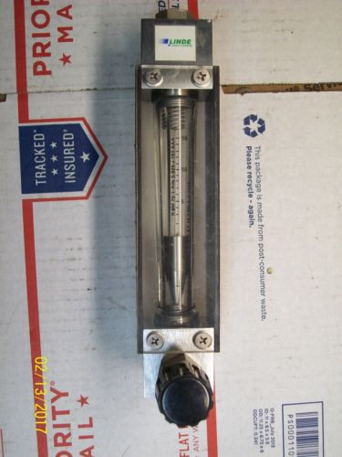 UNION CARBIDE LINDE GLASS TUBE FLOW METER  R-8M-75-1 , S-925-J-193-AAA