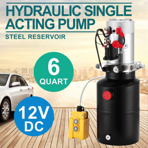 6 Quart Hydraulic Single Acting Pump 12V DC Hydraulic Power Unit Dump Trailer