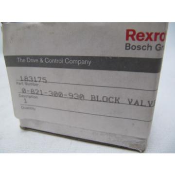 (NEW) Germany china Bosch Rexroth Block Valve 183175 0-821-300-930 0821300930