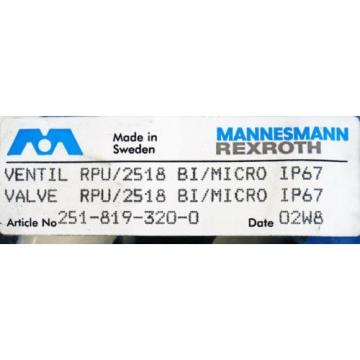 Mannesmann Japan Russia Rexroth RPU/2518 BI/MICRO  251-819-320-0 Ventil -unused/OVP-
