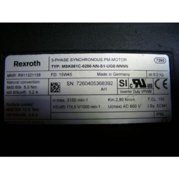 Rexroth Canada India MSK061C-0200-NN-S1-UG0-RNNN - Servo Motor