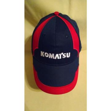 Komatsu Hat Baseball Ball Cap Blue Red White Adjustable Metal Buckle Cotton VGC