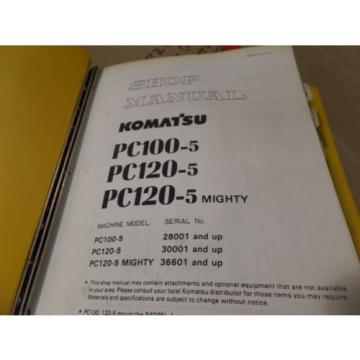 KOMATSU PC100-5 PC120-5 PC120-5 HYDRAULIC EXCAVATOR SHOP MANUAL S/N 28001 &amp; UP,