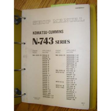 Komatsu/CUMMINS N743 SERIES ENGINE SERVICE SHOP REPAIR MANUAL DIESEL GUIDE BOOK