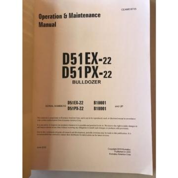 Komatsu D51EX-22 D51PX-22 Dozer Operation &amp; Maintenance Manual