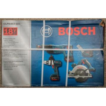 **BRAND NEW + FREE SHIP** Bosch CLPK402-181 18V 4-Tool Lithium-Ion Cordless Kit