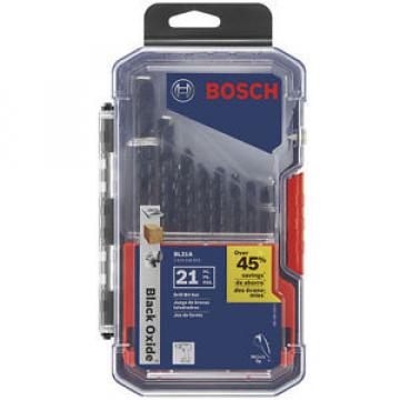 Bosch BL21 21PC Black Oxide Twist Drill Bit Set for Metal, Wood, Plastic, New