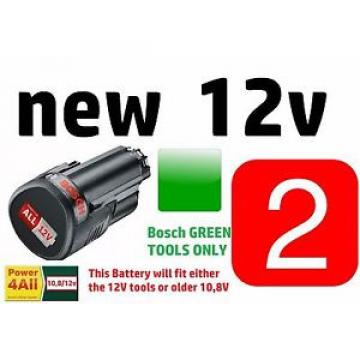 2 x Green BOSCH Tool 12v Battery LithiumION Rechargable 1600A00H3D 3165140852623