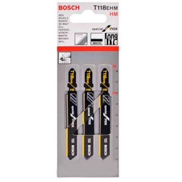 Bosch 3p TC Jigsaw Blade T118EHM Special for Inox Stainless Steel Metal Cutting