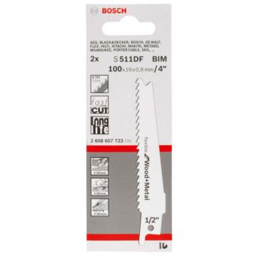 Bosch 5pcs BIM 4&#034; Flexible Sabre Saw Blades S511DF for Wood &amp; Metal Cutting