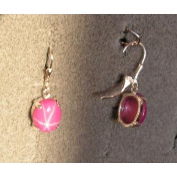 LINDE LINDY 10X8MM 5+ CTW PINK STAR RUBY CREATED SAPPHIRE S/S LEVERBACK EARRINGS