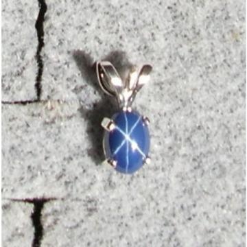 LINDE LINDY CORNFLOWER BLUE STAR SAPPHIRE CREATED 925 STERLING SILVER PENDANT