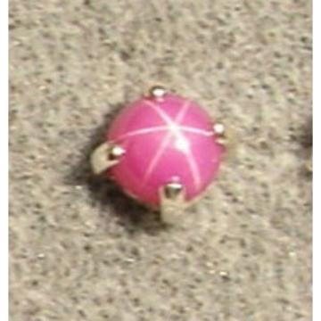 VINTAGE LINDE LINDY PETITE 5MM PINK STAR RUBY CREATED SAPPHIRE STUD EARRING SS