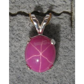 LINDE LINDY 10X8MM 10+CT PINK STAR RUBY CREATED SAPPHIRE 925 S/S PENDANT 2ND