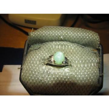 SIGNED MINT GREEN LINDE STAR SAPPHIRE RING 925 STERLING SILVER SIZE 7.75