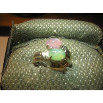 GEMIN 7X5MMI MINT/PINK LINDE STAR SAPPHIRE RING .925 STERLING SILVER SZ 7 &amp; MORE