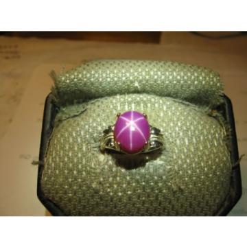 11X9MM RED LINDE STAR SAPPHIRE RING 925 STERLING SILVER SIZE 4.5