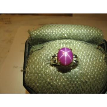 11X9MM RED LINDE STAR SAPPHIRE RING 925 STERLING SILVER SIZE 4.5