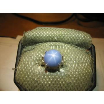 12MM 9 CARAT AZURE BLUE LINDE STAR SAPPHIRE RING 925 STERLING SILVER SIZE 6.25