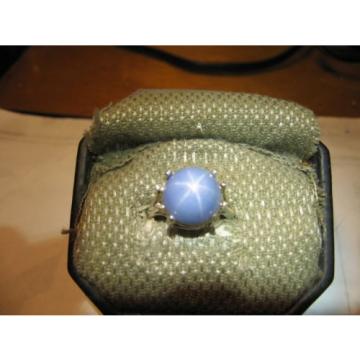 12MM 9 CARAT AZURE BLUE LINDE STAR SAPPHIRE RING 925 STERLING SILVER SIZE 6.25