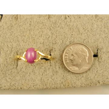VINTAGE LINDE LINDY PINK STAR RUBY CREATED SAPPHIRE RING SOLID 14K YELLOW GOLD
