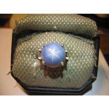 BIG 13MM AZURE BLUE LINDE STAR SAPPHIRE RING 9CT. .925 STERLING SILVER SIZE 6.5