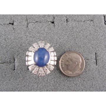 12X10MM LINDE LINDY CRNFLWER BLUE STAR SAPPHIRE CREATED 2ND RD PLT .925 S/S RING
