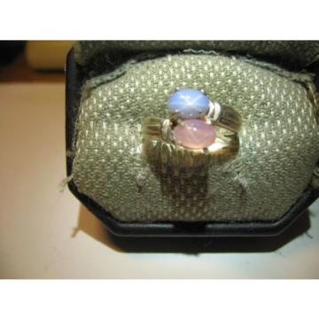 GEMINI 2 STONE LINDE STAR LT BLUE/PINK SAPPHIRE RING. .925 STERLING  SZ 6 &amp; MORE