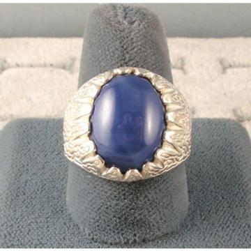 MEN&#039;S 16X12MM 9+CT LINDE LINDY CRNFLR BLUE STAR SAPPHIRE CREATED SECOND RING SS