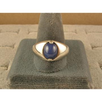 MEN&#039;S 10x8mm 3+ CT LINDE LINDY CRNFLWR BLUE STAR SAPPHIRE CREATED SECOND RING SS