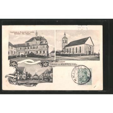AK Kappel, Brauerei Gasthaus zur Linde v. A. Vögele, Kirche, Hauptstraße 1911