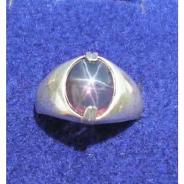 MEN&#039;S 11X9mm 4+ CT TRANS PURPLE LINDE LINDY STAR SAPPHIRE CREATED SECOND RING SS