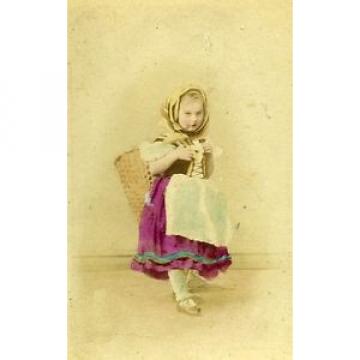 Young Girl &amp; her Toys Berlin Germany Old CDV Photo Linde 1870