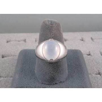 PMP LINDE LINDY TRANS WHITE STAR SAPPHIRE CREATED RING RHODIUM PLATE .925 S/S