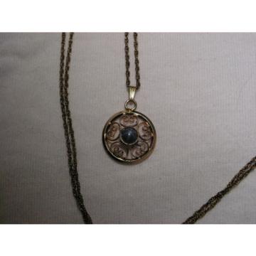 Vintage 12 Gold Filled Filigree,Linde/Lindy Blue Star Sapphire Pendant Necklace