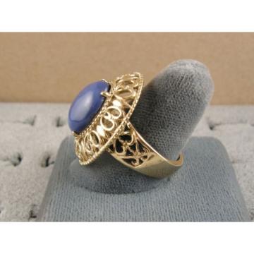 LINDE LINDY CF BLUE STAR SAPPHIRE CREATED 2ND YELLOW GOLD ION PLT STAINLESS RING