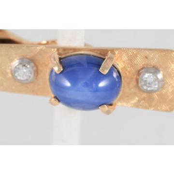 Vintage 14 Kt Yellow gold Tie Bar with Linde Star Sapphire and two diamonds