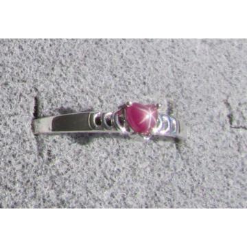 4X4 MM HEART LINDE LINDY RED STAR RUBY CREATED SAPPHIRE 2ND RD PLT .925 SS RING