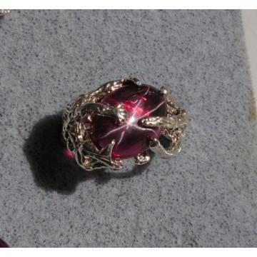 UNISEX 18X13MM 12+ CT LINDE LINDY RED STAR SAPPHIRE CREATED RUBY SECOND RING SS