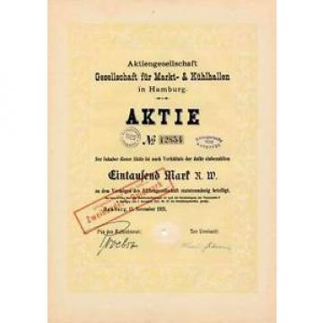 AG Gesellschaft für Markt-&amp; Kühlhallen Hamburg hist Aktie 1921 Linde MuK München