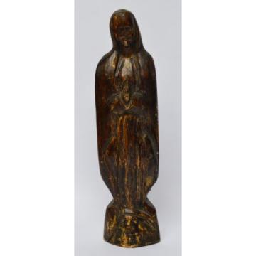 Skulptur Figur Holz Linde handgeschnitzt Madonna Maria Muttergottes 19Jh H 33 cm