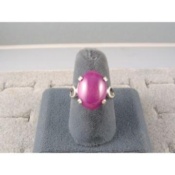 16X12MM 9+CT LINDE LINDY PINK STAR SAPPHIRE CREATED RUBY SECOND RING .925 SS