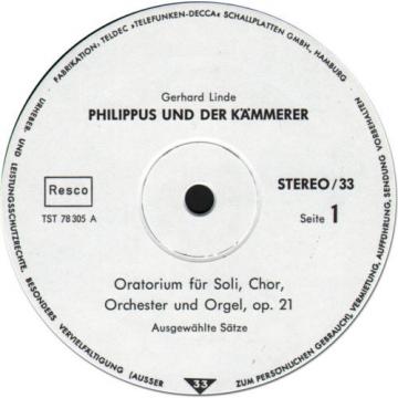 LINDE Philippus und der Kammerer (Oratorio) GROSCHKE Soprano SELL Alto Low SHIP