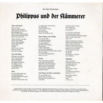 LINDE Philippus und der Kammerer (Oratorio) GROSCHKE Soprano SELL Alto Low SHIP