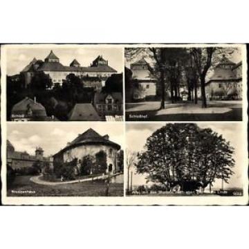 Ak Augustusburg im Erzgebirge, Schloss, Schlosshof, Brunnenhaus, Linde - 1584536