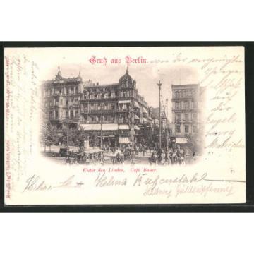 tolle AK Berlin, Unter den Linde, Café Bauer, Pferdefuhrwerke 1897